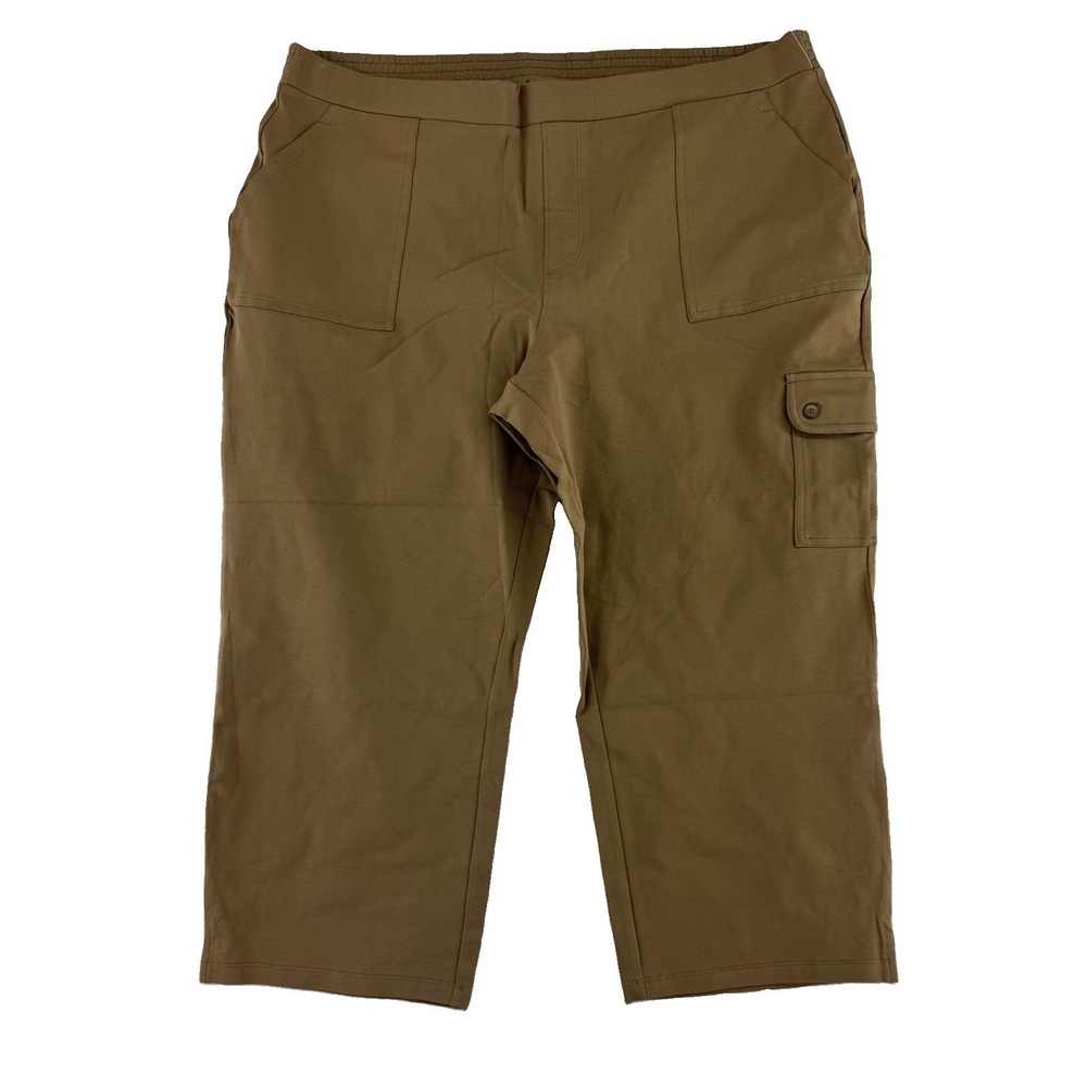 Susan Graver Weekend Premium Stretch Pull On Crop Pants XL Tan Sweet Caramel